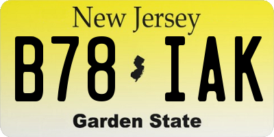 NJ license plate B78IAK