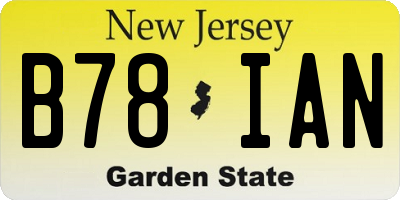 NJ license plate B78IAN