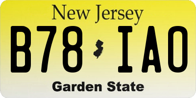 NJ license plate B78IAO