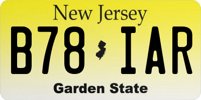 NJ license plate B78IAR