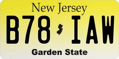 NJ license plate B78IAW