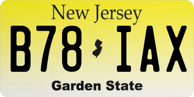 NJ license plate B78IAX