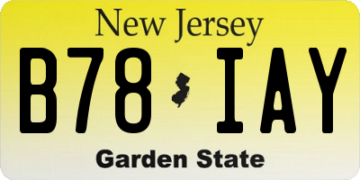 NJ license plate B78IAY