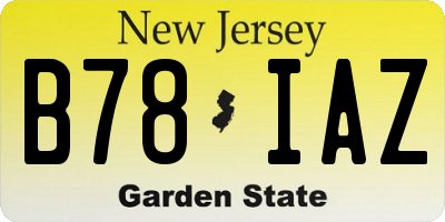 NJ license plate B78IAZ
