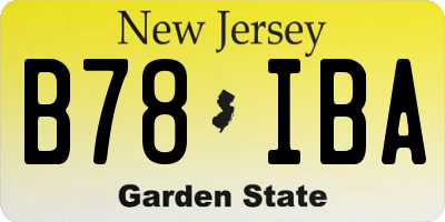 NJ license plate B78IBA