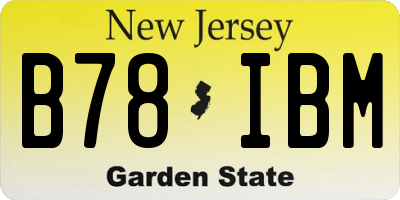 NJ license plate B78IBM