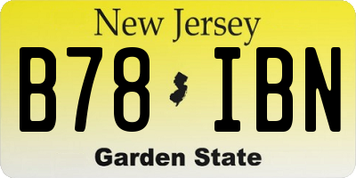 NJ license plate B78IBN