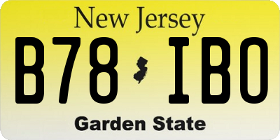 NJ license plate B78IBO