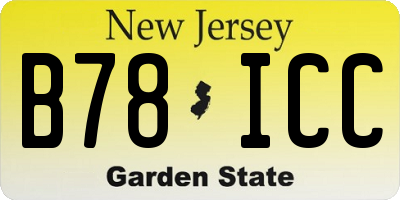 NJ license plate B78ICC