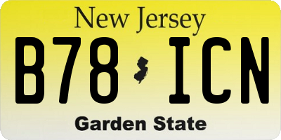 NJ license plate B78ICN