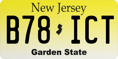 NJ license plate B78ICT