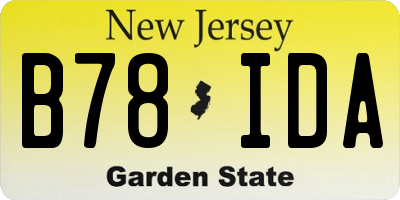 NJ license plate B78IDA