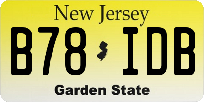 NJ license plate B78IDB