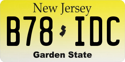 NJ license plate B78IDC