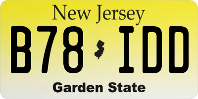 NJ license plate B78IDD
