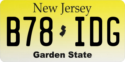 NJ license plate B78IDG
