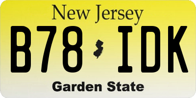 NJ license plate B78IDK