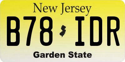 NJ license plate B78IDR