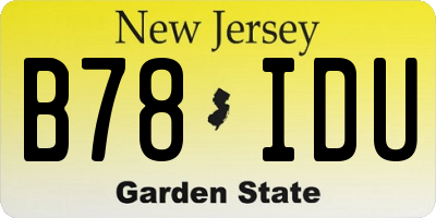 NJ license plate B78IDU