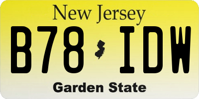 NJ license plate B78IDW