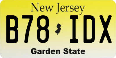 NJ license plate B78IDX