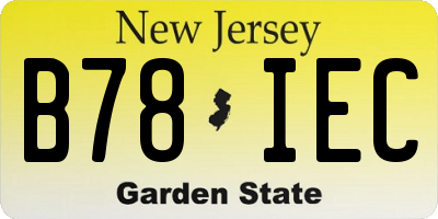 NJ license plate B78IEC