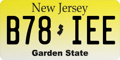 NJ license plate B78IEE
