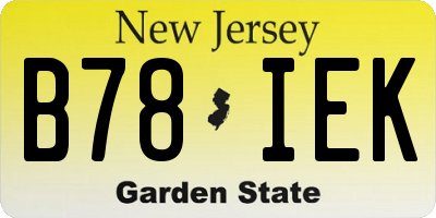 NJ license plate B78IEK