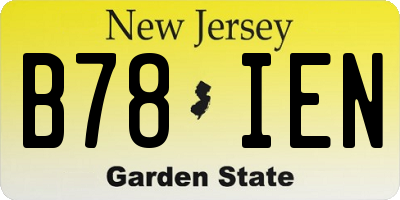 NJ license plate B78IEN