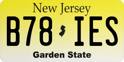 NJ license plate B78IES