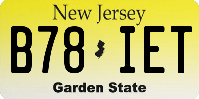 NJ license plate B78IET