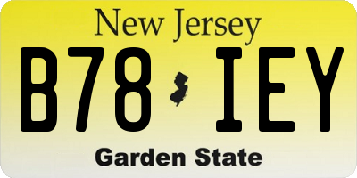 NJ license plate B78IEY