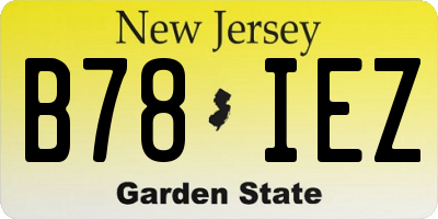 NJ license plate B78IEZ