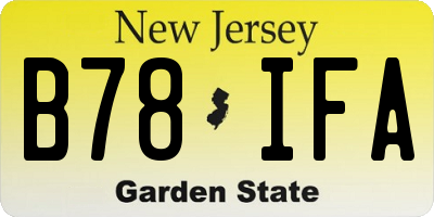 NJ license plate B78IFA