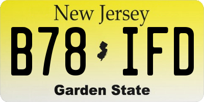 NJ license plate B78IFD