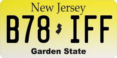 NJ license plate B78IFF