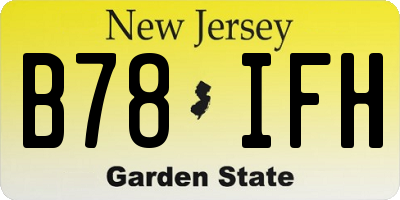 NJ license plate B78IFH
