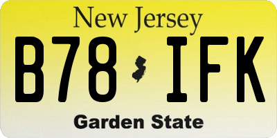 NJ license plate B78IFK