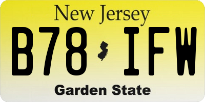 NJ license plate B78IFW