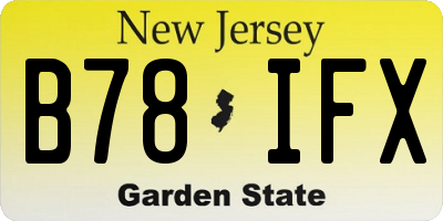 NJ license plate B78IFX