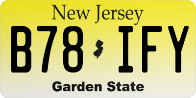 NJ license plate B78IFY