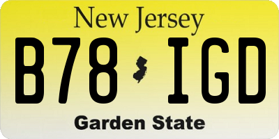 NJ license plate B78IGD