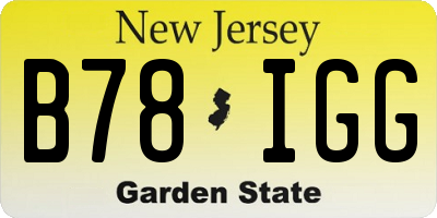 NJ license plate B78IGG