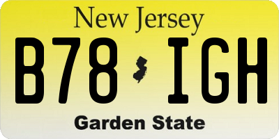 NJ license plate B78IGH