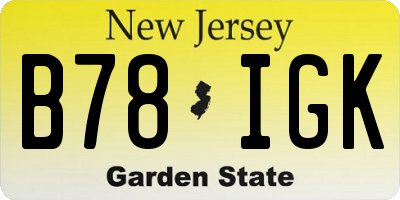 NJ license plate B78IGK
