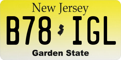 NJ license plate B78IGL