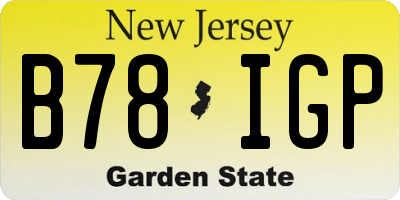 NJ license plate B78IGP