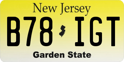 NJ license plate B78IGT