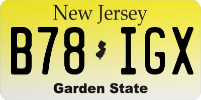 NJ license plate B78IGX