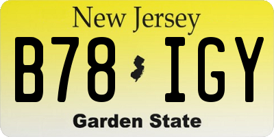 NJ license plate B78IGY